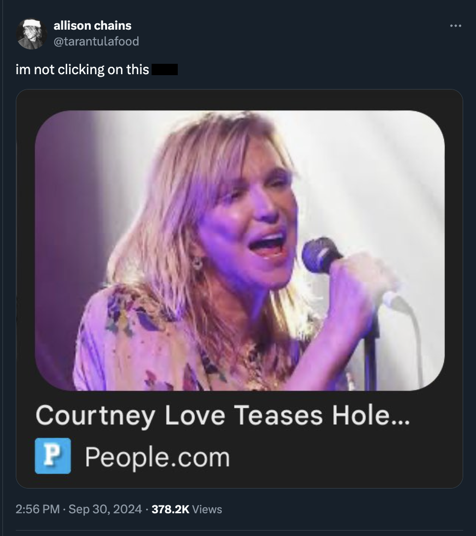 allison chains im not clicking on this Courtney Love Teases Hole... P People.com Views